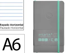 Carnet fermeture elastique vert menthe antartik notes couverture souple a6 ligne 100feuilles 80gr fsc coloris gris