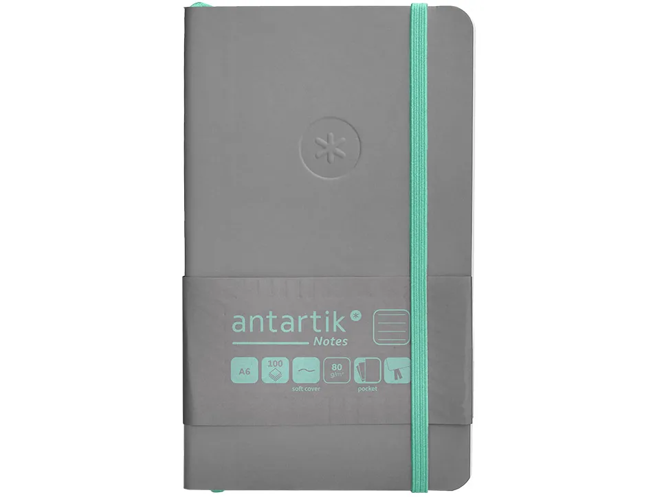 Carnet fermeture elastique vert menthe antartik notes couverture souple a6 ligne 100feuilles 80gr fsc coloris gris