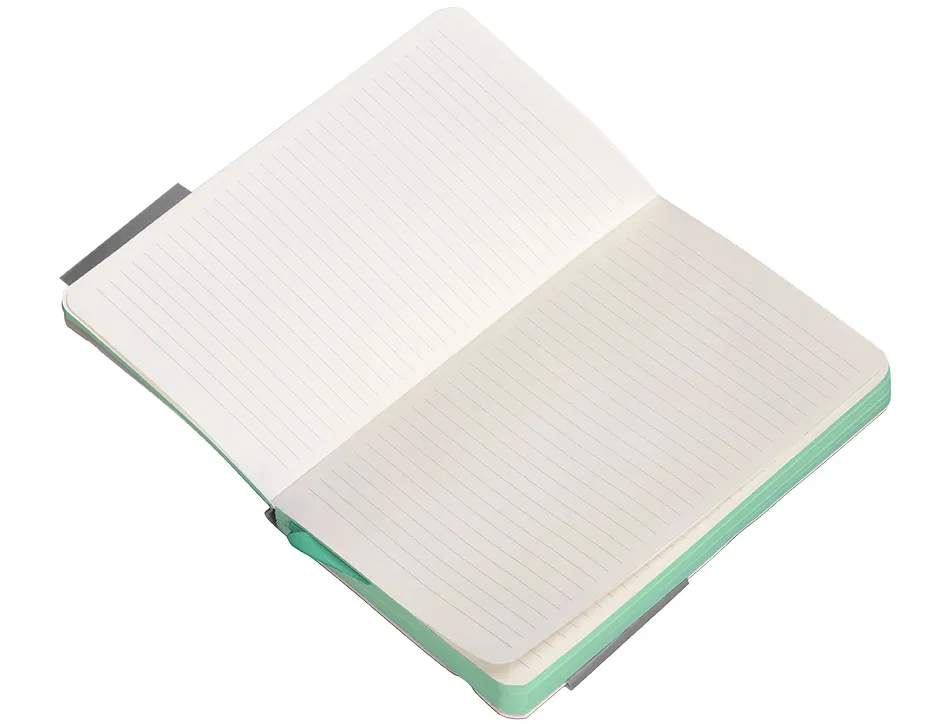 Carnet fermeture elastique vert menthe antartik notes couverture souple a6 ligne 100feuilles 80gr fsc coloris gris