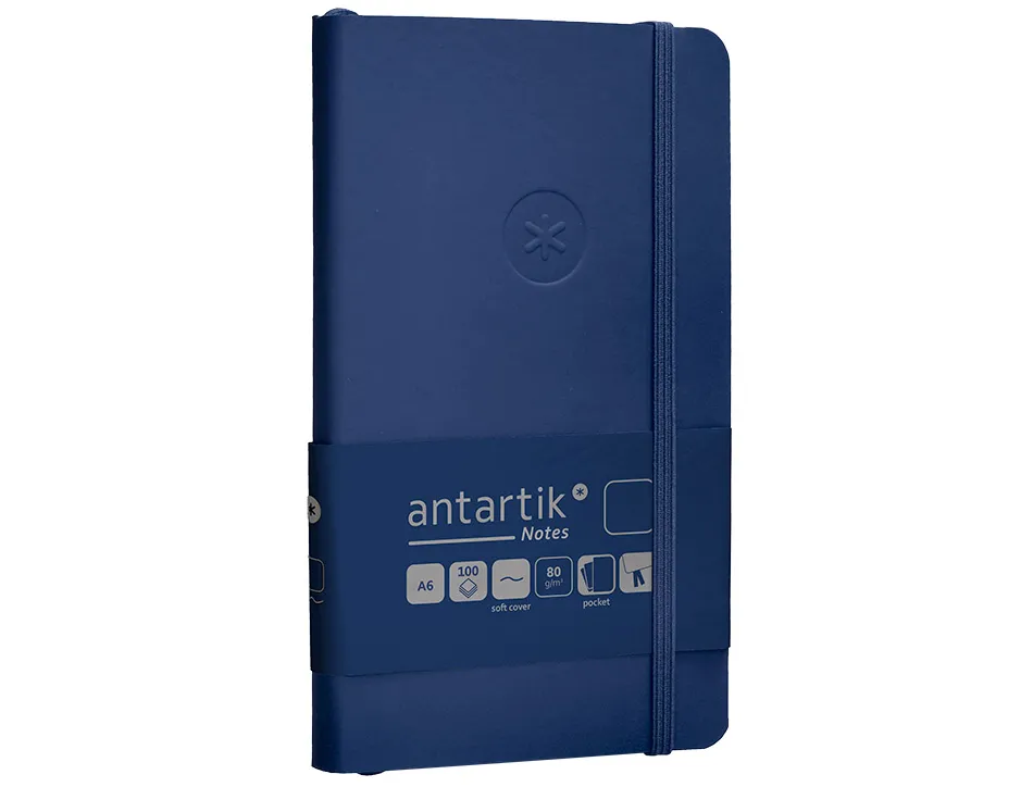 Carnet fermeture elastique antartik notes couverture souple a6 papier uni ivoire 100 feuilles 80gr fsc bleu marine