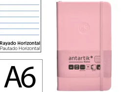 Carnet fermeture elastique antartik notes couverture rigide a6 ligne 100 feuilles 80gr fsc coloris rose pastel
