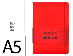 Carnet fermeture elastique antartik notes couverture rigide a5 papier uni ivoire 100 feuilles 80gr fsc coloris rouge