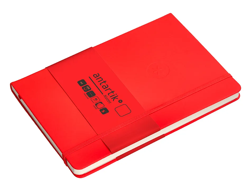 Carnet fermeture elastique antartik notes couverture rigide a5 papier uni ivoire 100 feuilles 80gr fsc coloris rouge