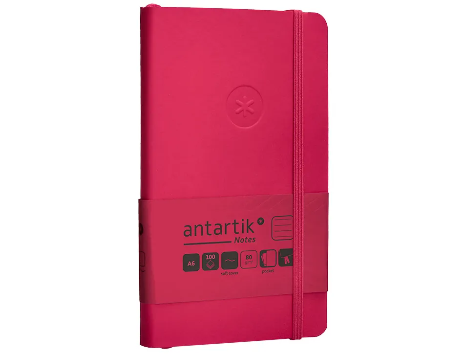 Carnet fermeture elastique antartik notes couverture souple a6 ligne 100 feuilles 80gr fsc coloris framboise