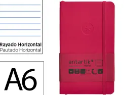 Carnet fermeture elastique antartik notes couverture souple a6 ligne 100 feuilles 80gr fsc coloris framboise