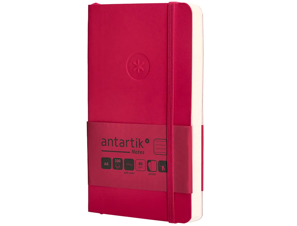 Carnet fermeture elastique antartik notes couverture souple a6 ligne 100 feuilles 80gr fsc coloris framboise