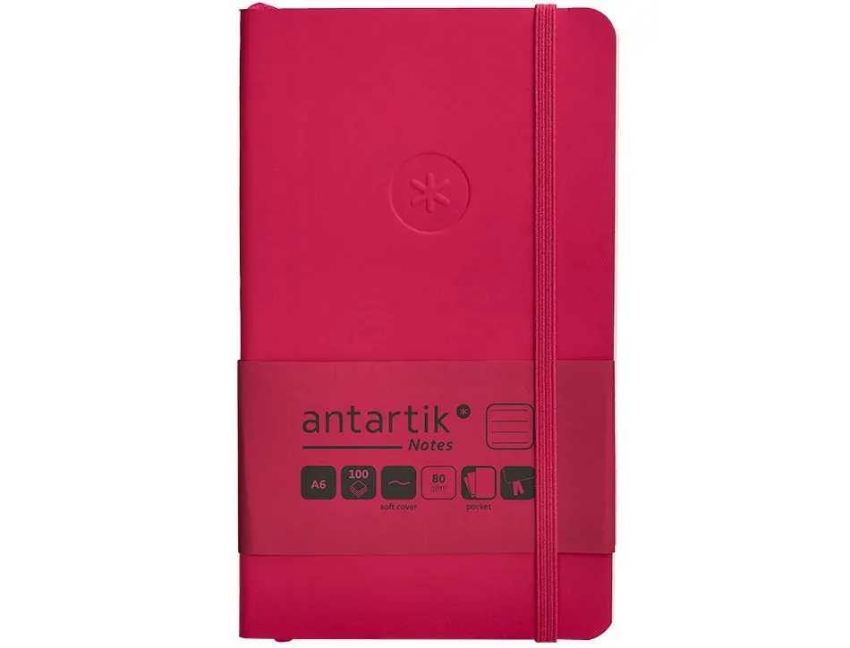 Carnet fermeture elastique antartik notes couverture souple a6 ligne 100 feuilles 80gr fsc coloris framboise