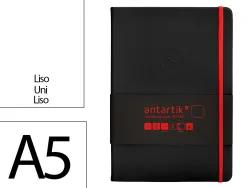Carnet fermeture elastique rouge antartik notes couverture rigide a5 papier uni ivoire 100 feuilles 80gr fsc noir