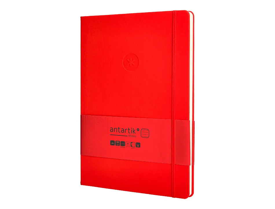 Carnet fermeture elastique antartik notes couverture rigide a4 ligne 100 feuilles 80gr fsc coloris rouge