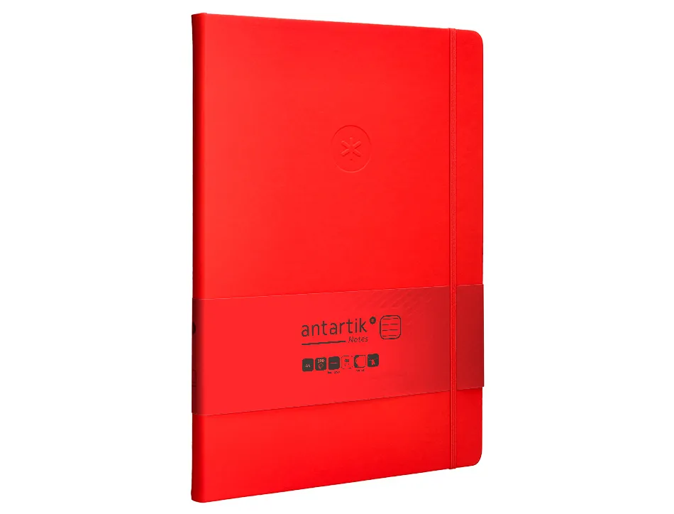 Carnet fermeture elastique antartik notes couverture rigide a4 ligne 100 feuilles 80gr fsc coloris rouge