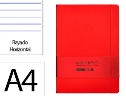 Carnet fermeture elastique antartik notes couverture rigide a4 ligne 100 feuilles 80gr fsc coloris rouge