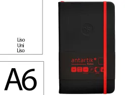 Carnet fermeture elastique rouge antartik notes couverture rigide a6 papier uni ivoire 100 feuilles 80gr fsc noir