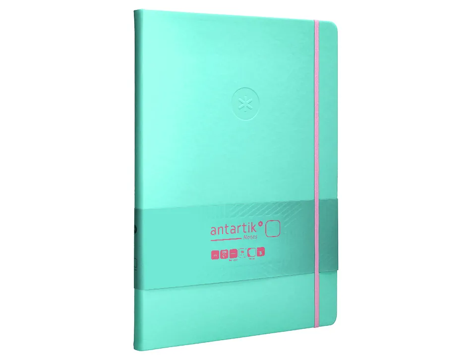 Carnet fermeture elastique rose antartik notes couverture rigide a4 papier uni ivoire 100 feuilles 80gr fsc turquoise
