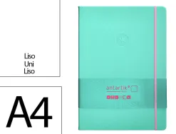 Carnet fermeture elastique rose antartik notes couverture rigide a4 papier uni ivoire 100 feuilles 80gr fsc turquoise