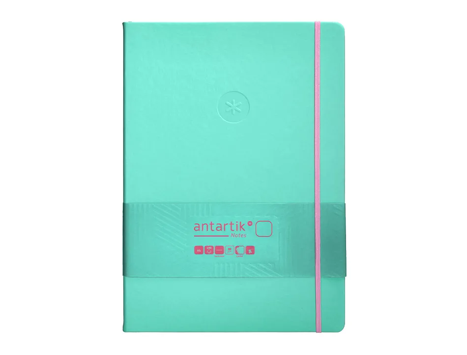 Carnet fermeture elastique rose antartik notes couverture rigide a4 papier uni ivoire 100 feuilles 80gr fsc turquoise