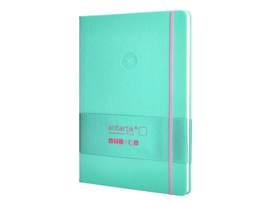 Carnet fermeture elastique rose antartik notes couverture rigide a4 papier uni ivoire 100 feuilles 80gr fsc turquoise