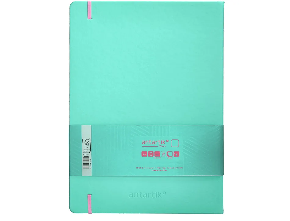 Carnet fermeture elastique rose antartik notes couverture rigide a4 papier uni ivoire 100 feuilles 80gr fsc turquoise