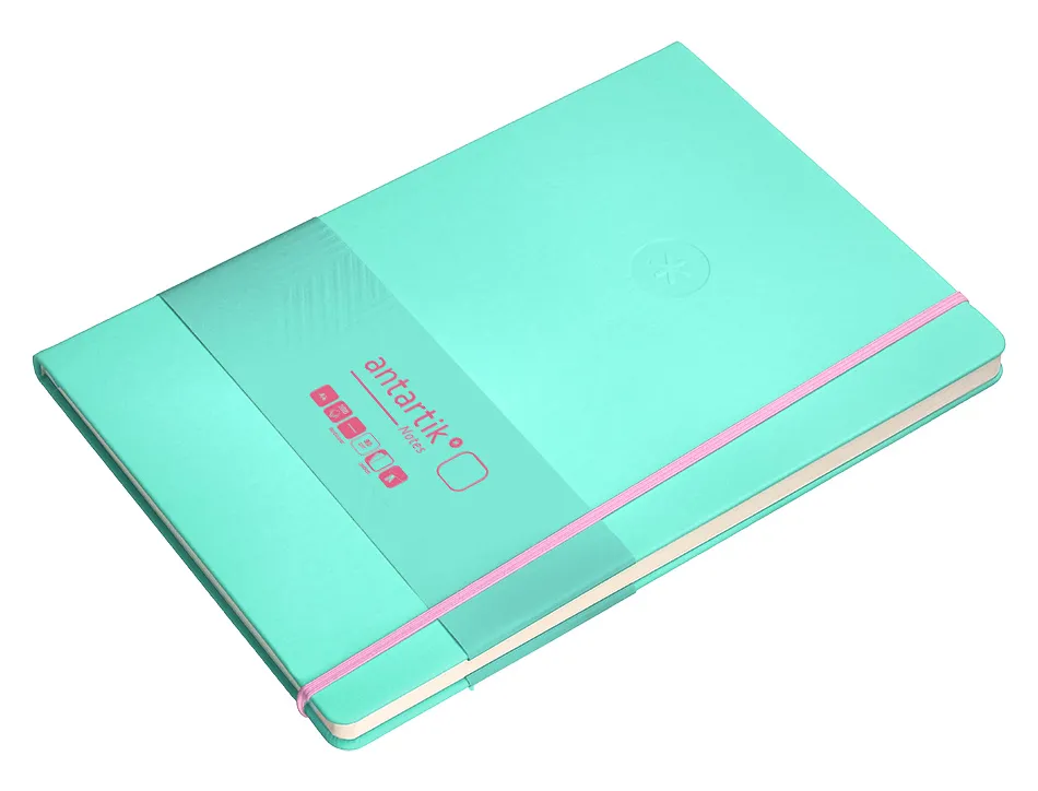 Carnet fermeture elastique rose antartik notes couverture rigide a4 papier uni ivoire 100 feuilles 80gr fsc turquoise