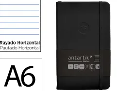 Carnet fermeture elastique antartik notes couverture rigide a6 ligne 100 feuilles 80gr fsc coloris noir