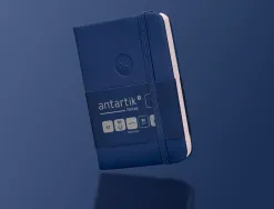 Carnet fermeture elastique antartik notes couverture rigide a7 papier uni ivoire 80feuilles 80gr fsc bleu marine