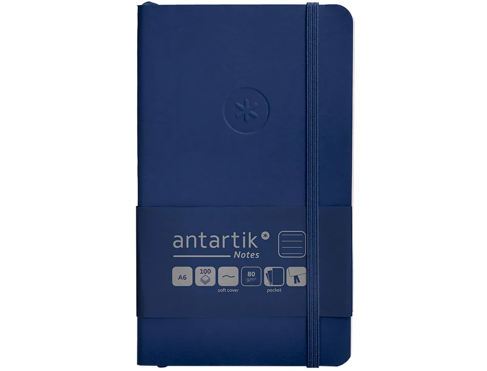 Carnet fermeture elastique antartik notes couverture souple a6 ligne 100 feuilles 80gr fsc coloris bleu marine