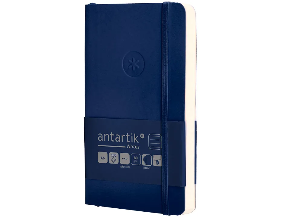 Carnet fermeture elastique antartik notes couverture souple a6 ligne 100 feuilles 80gr fsc coloris bleu marine