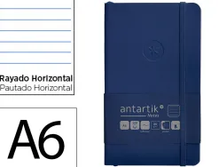Carnet fermeture elastique antartik notes couverture souple a6 ligne 100 feuilles 80gr fsc coloris bleu marine