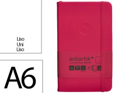 Carnet fermeture elastique antartik notes couverture rigide a6 papier uni ivoire 100 feuilles 80gr fsc framboise