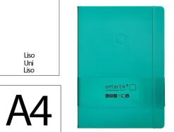 Carnet fermeture elastique antartik notes couverture rigide a4 papier uni ivoire 100 feuilles 80gr fsc turquoise