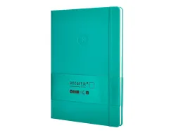 Carnet fermeture elastique antartik notes couverture rigide a4 papier uni ivoire 100 feuilles 80gr fsc turquoise