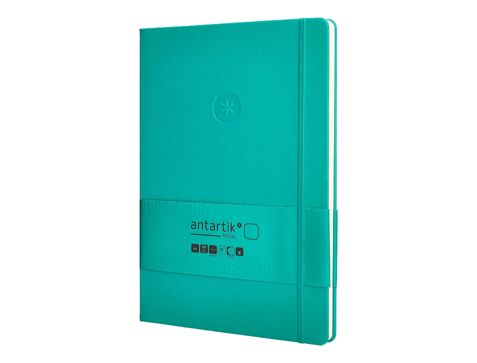 Carnet fermeture elastique antartik notes couverture rigide a4 papier uni ivoire 100 feuilles 80gr fsc turquoise