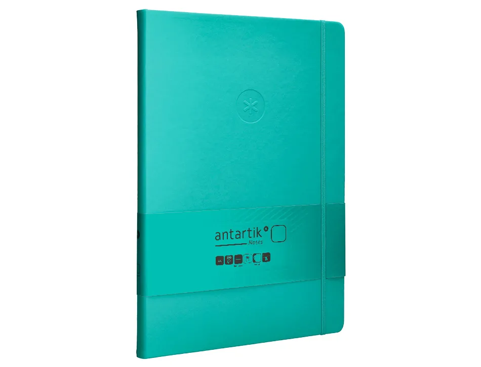 Carnet fermeture elastique antartik notes couverture rigide a4 papier uni ivoire 100 feuilles 80gr fsc turquoise