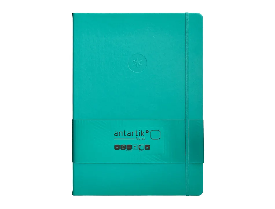 Carnet fermeture elastique antartik notes couverture rigide a4 papier uni ivoire 100 feuilles 80gr fsc turquoise