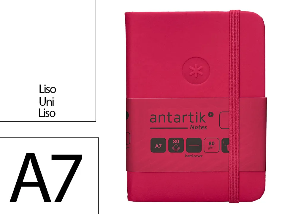 Carnet fermeture elastique antartik notes couverture rigide a7 papier uni ivoire 80feuilles 80gr fsc framboise