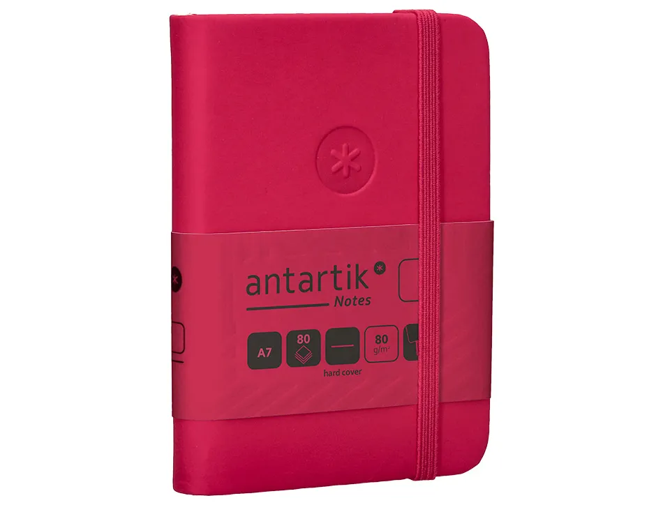 Carnet fermeture elastique antartik notes couverture rigide a7 papier uni ivoire 80feuilles 80gr fsc framboise