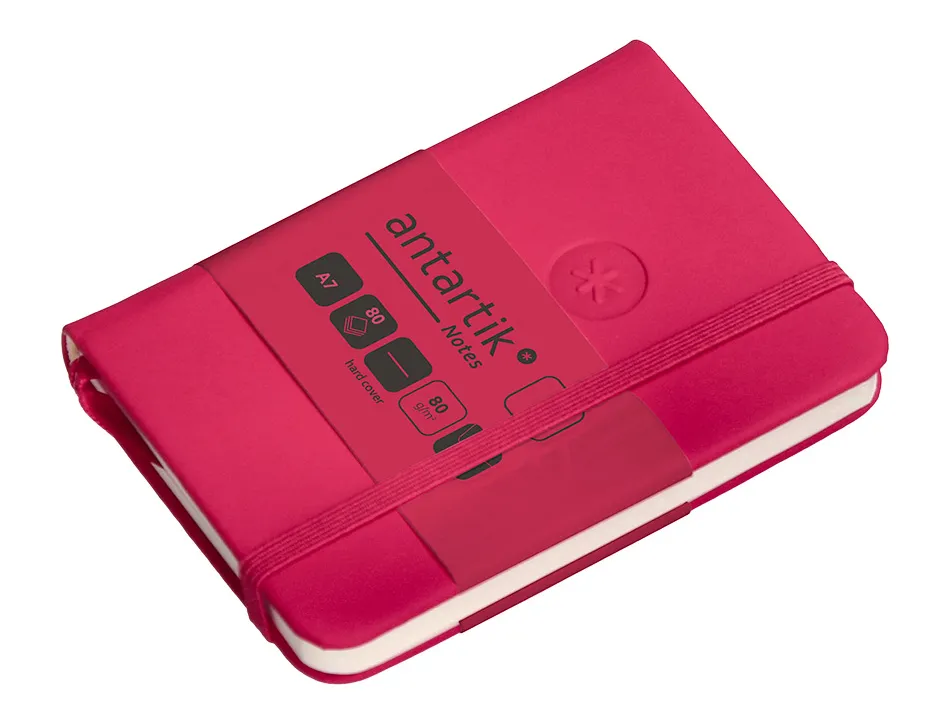 Carnet fermeture elastique antartik notes couverture rigide a7 papier uni ivoire 80feuilles 80gr fsc framboise