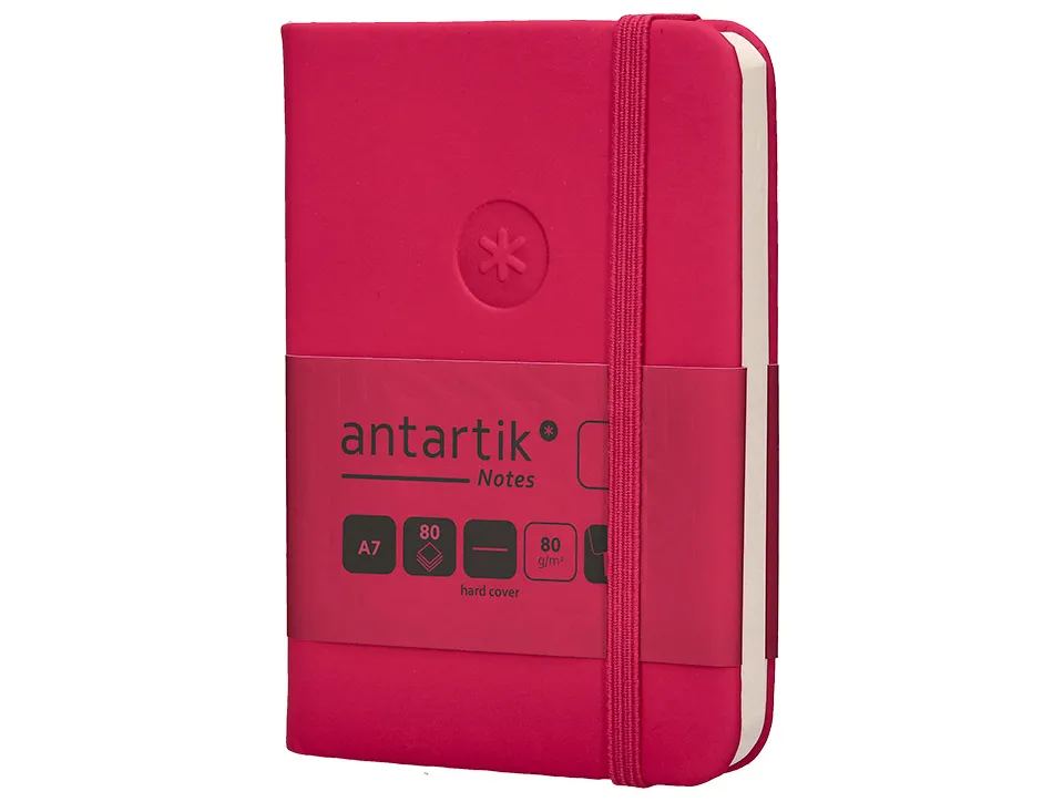Carnet fermeture elastique antartik notes couverture rigide a7 papier uni ivoire 80feuilles 80gr fsc framboise