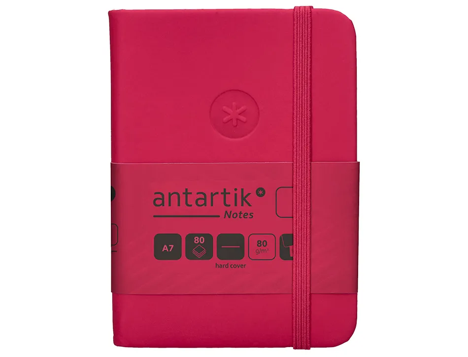 Carnet fermeture elastique antartik notes couverture rigide a7 papier uni ivoire 80feuilles 80gr fsc framboise