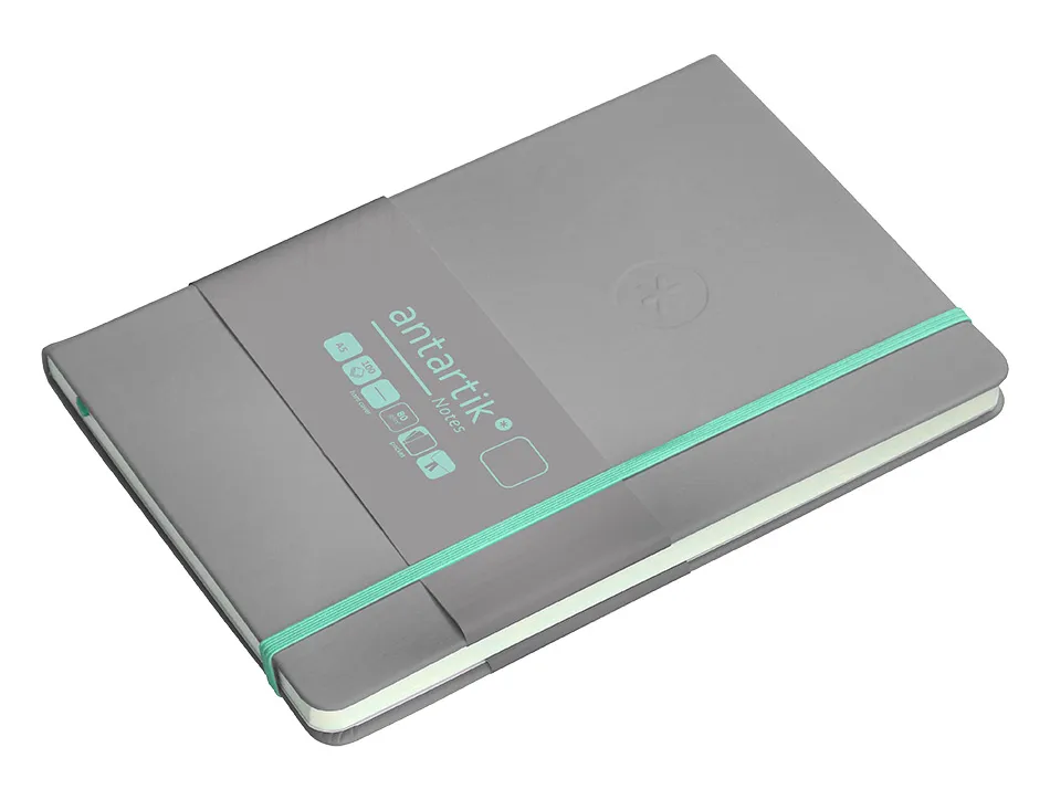 Carnet fermeture elastique turquoise antartik notes couverture rigide a5 papier uni ivoire 100 feuilles 80gr fsc gris