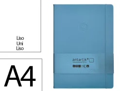 Carnet fermeture elastique antartik notes couverture rigide a4 papier uni ivoire 100 feuilles 80gr fsc bleu ciel