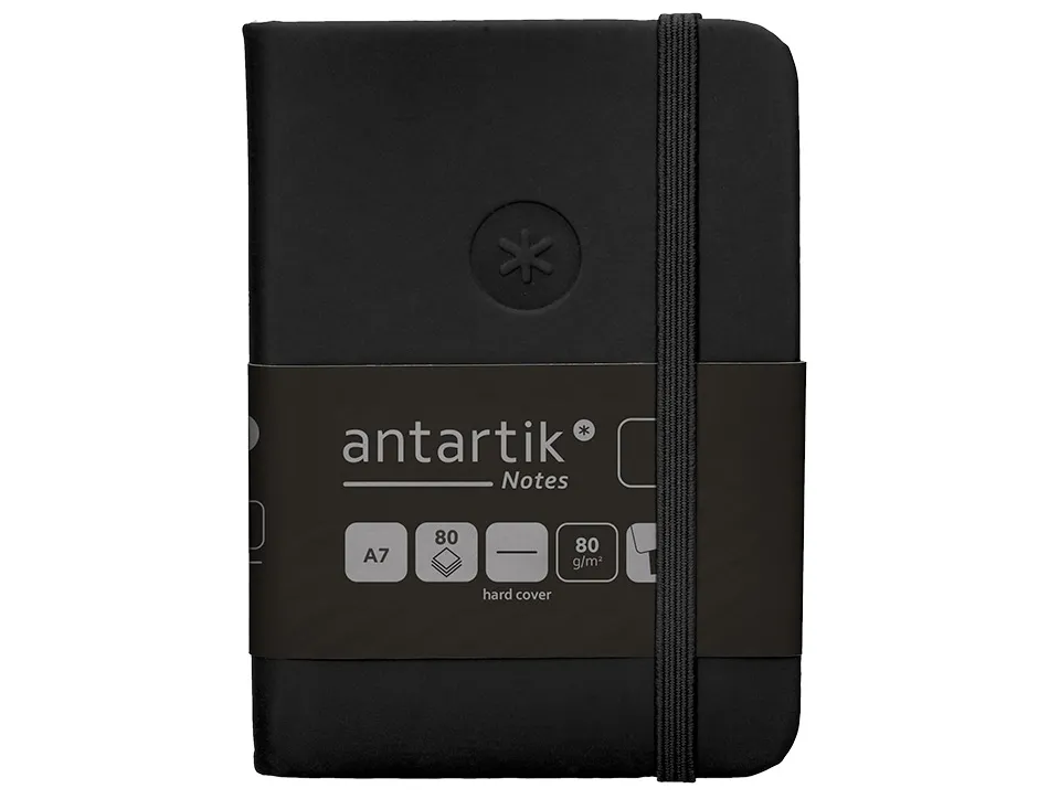 Carnet fermeture elastique antartik notes couverture rigide a7 papier uni ivoire 80 feuilles 80gr fsc coloris noir