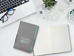 Carnet fermeture elastique turquoise antartik notes couverture rigide a5 ligne 100feuilles 80gr fsc coloris gris