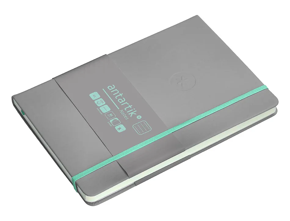 Carnet fermeture elastique turquoise antartik notes couverture rigide a5 ligne 100feuilles 80gr fsc coloris gris