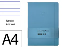 Carnet fermeture elastique antartik notes couverture rigide a4 ligne 100 feuilles 80gr fsc coloris bleu ciel