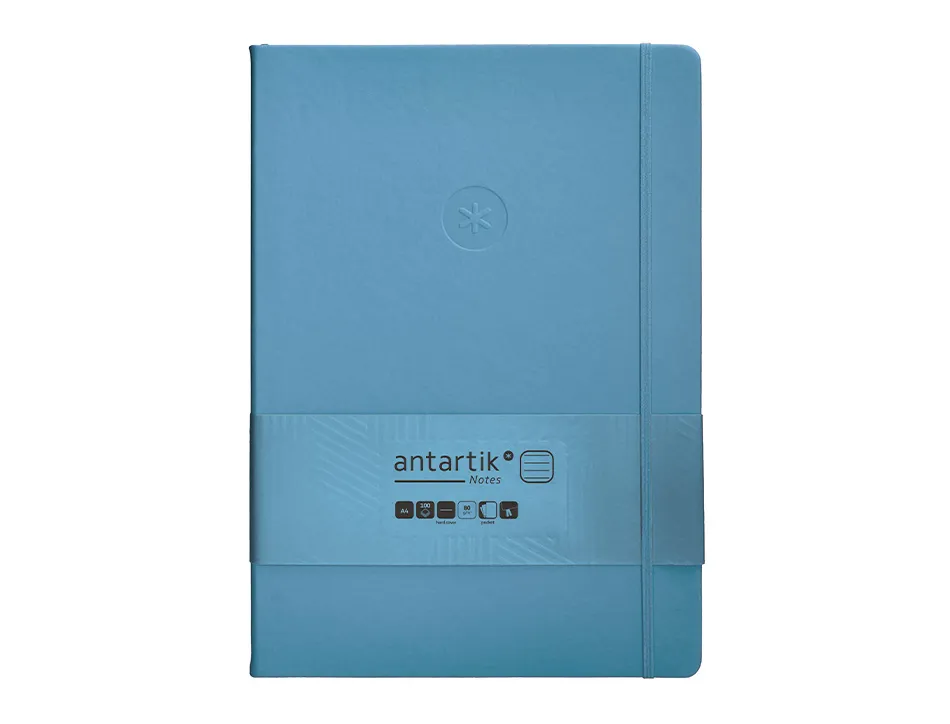 Carnet fermeture elastique antartik notes couverture rigide a4 ligne 100 feuilles 80gr fsc coloris bleu ciel