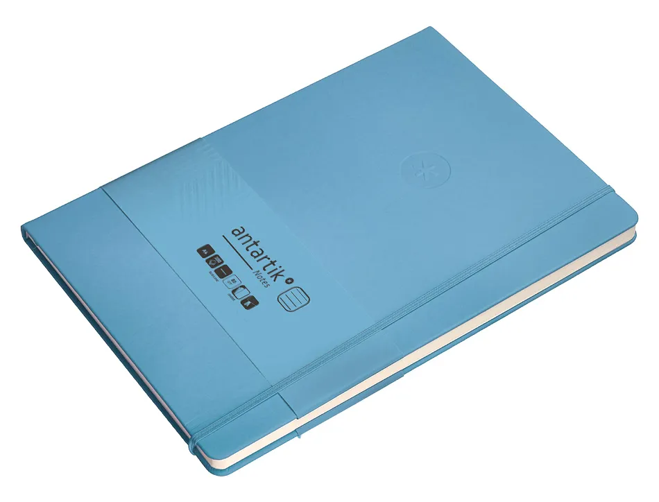 Carnet fermeture elastique antartik notes couverture rigide a4 ligne 100 feuilles 80gr fsc coloris bleu ciel