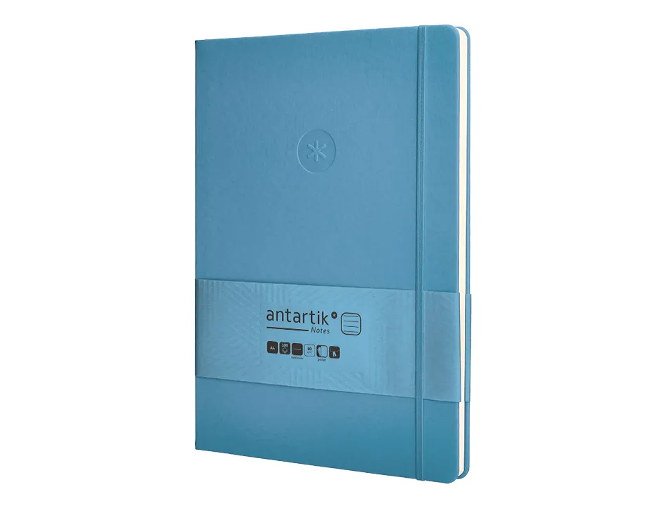 Carnet fermeture elastique antartik notes couverture rigide a4 ligne 100 feuilles 80gr fsc coloris bleu ciel