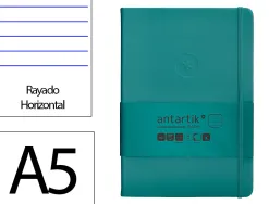 Carnet fermeture elastique antartik notes couverture rigide a5 ligne 100 feuilles 80gr fsc coloris vert paon