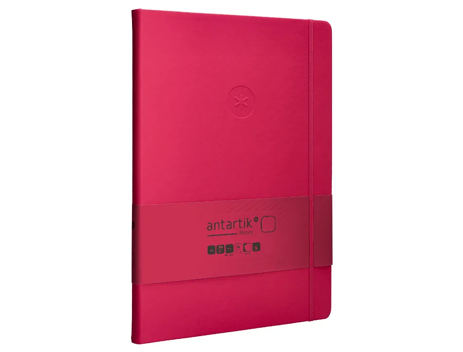 Carnet fermeture elastique antartik notes couverture rigide a4 papier uni ivoire 100 feuilles 80gr fsc framboise