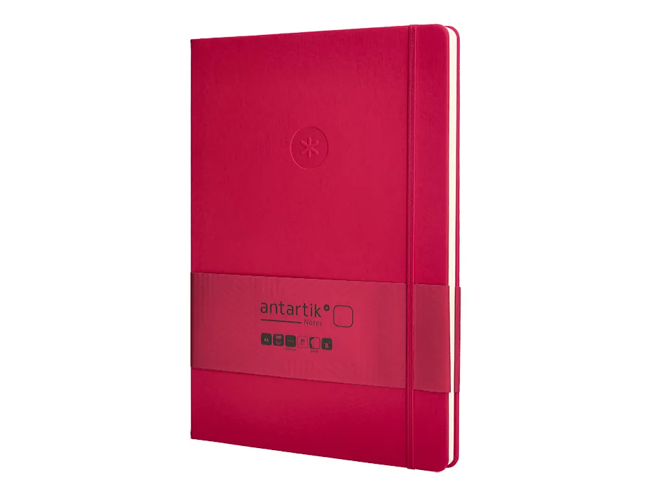 Carnet fermeture elastique antartik notes couverture rigide a4 papier uni ivoire 100 feuilles 80gr fsc framboise